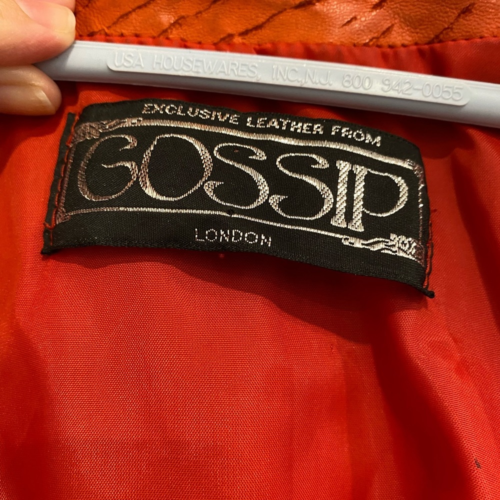 *Rare* VTG 80s Leather Jacket Dolman Sleeve by Gossip in Orange-Red - Picture 2 of 10